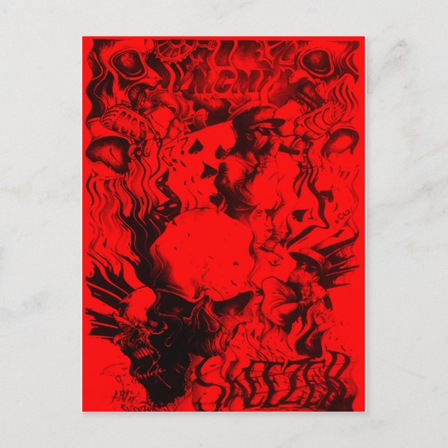 Pop Musician Portraits in Vibrant Red Colours Art  Postcard (Front)