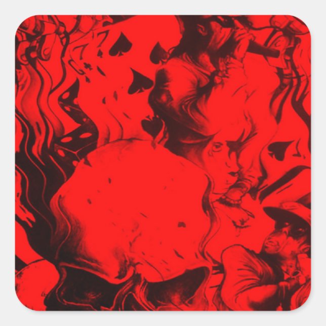 Pop Musician Portraits in Vibrant Red Colours Art  Square Sticker (Front)