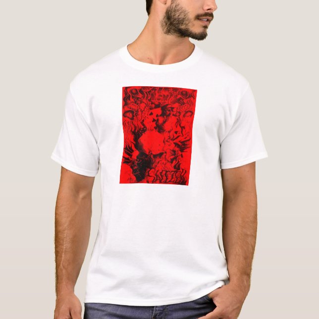 Pop Musician Portraits in Vibrant Red Colours Art  T-Shirt (Front)