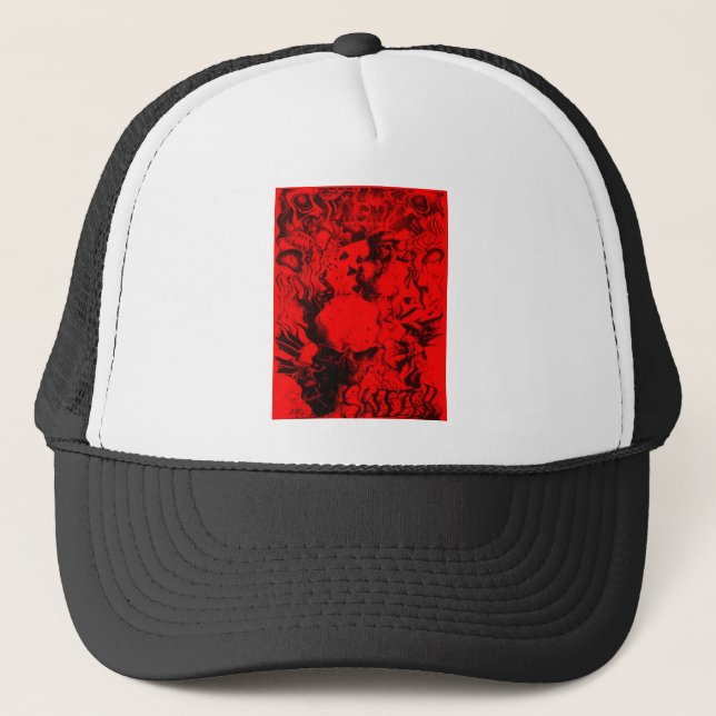 Pop Musician Portraits in Vibrant Red Colours Art  Trucker Hat (Front)