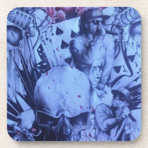 Pop Musicians Blue Purple Art Print Coaster