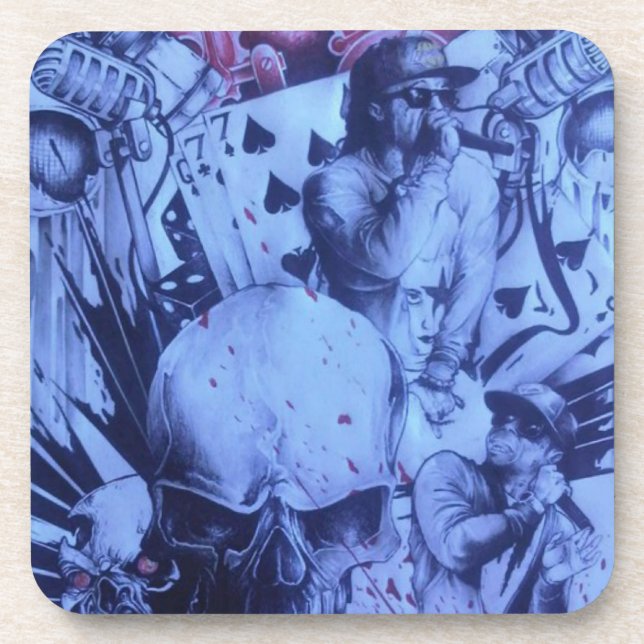 Pop Musicians Blue Purple Art Print Coaster (Front)