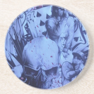 Pop Musicians Blue Purple Art Print Coaster