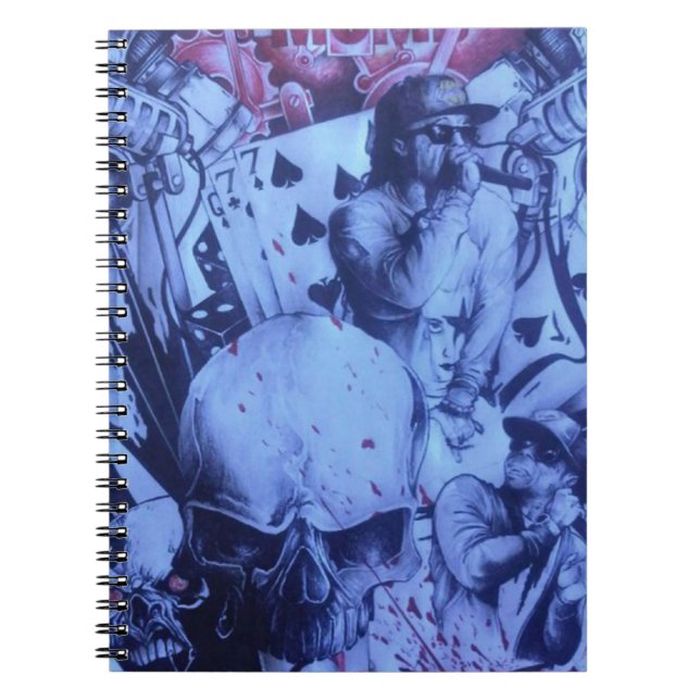 Pop Musicians Blue Purple Art Print Notebook (Front)