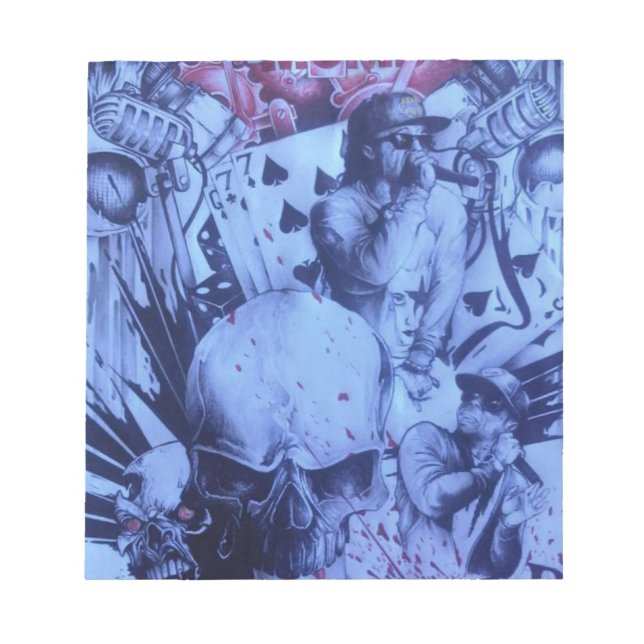 Pop Musicians Blue Purple Art Print Notepad (Front)