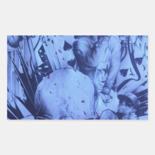 Pop Musicians Blue Purple Art Print Rectangular Sticker