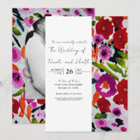 Pop of Bold Colour Inky Watercolor Flowers Wedding