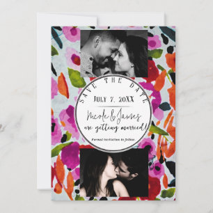 Pop of Bold Colour Inky Watercolor Save The Date Invitation