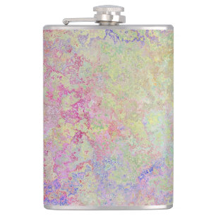 Pop of Pastel Colourful Alcohol Ink Abstract Hip Flask