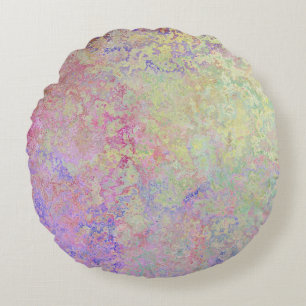 Pop of Pastel Colourful Alcohol Ink Abstract Round Cushion