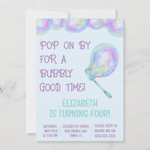 Pop on by for a Bubbly Good Time! Bubble Birthday Invitation