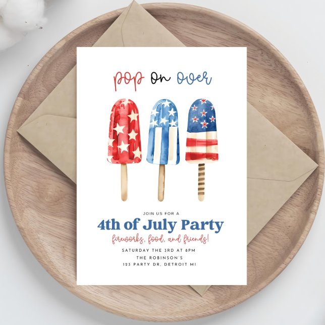 Pop on Over 4th of July Party Invitation, Independ Invitation (Creator Uploaded)