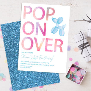 Pop On Over Balloon Animal Birthday Invite