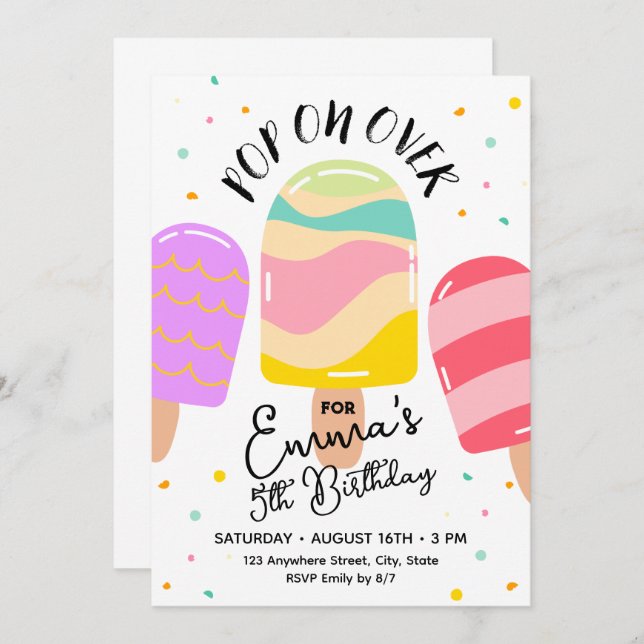 Pop On Over Birthday Party Invitation Postcard (Front/Back)