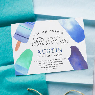 Pop On Over & Chill   Popsicle Kids Birthday Party Invitation