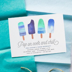Pop On Over & Chill   Popsicle Kids Birthday Party Invitation