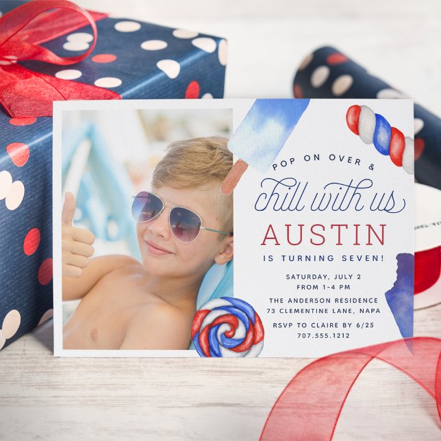 Pop On Over & Chill | Popsicle Kids Birthday Photo Invitation (Creator Uploaded)