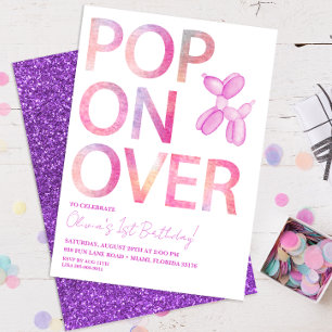 Pop On Over Colourful Birthday Party Invitation