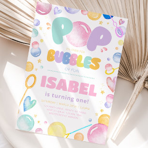 Pop on Over for Bubbles Birthday Invitation