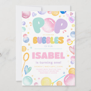 Pop on Over for Bubbles Birthday Invitation