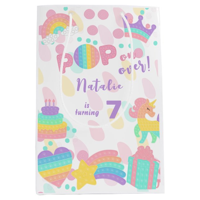 Pop on over! Pastel pop it birthday kid Medium Gift Bag (Front)