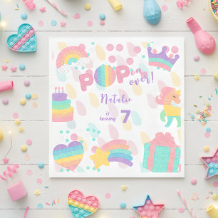 Pop on over! Pastel pop it birthday kid Napkin