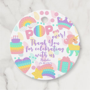 Pop on over! Pastel pop it birthday kid thank you Favour Tags