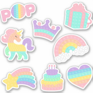 Pop on over! pop it kid for girl sticker pack