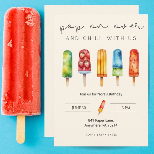 Pop on Over Popsicle Custom Birthday Invitation (Creator Uploaded)