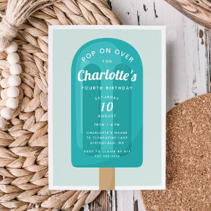 Pop On Over   Popsicle Summer Kids Birthday Party Invitation