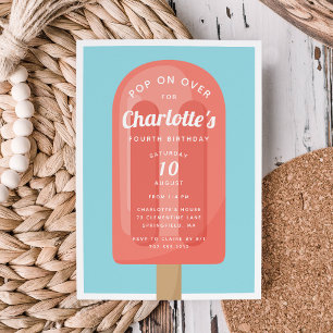 Pop On Over   Popsicle Summer Kids Birthday Party Invitation