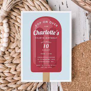 Pop On Over   Popsicle Summer Kids Birthday Party Invitation