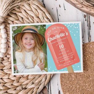 Pop On Over   Popsicle Summer Kids Birthday Party Invitation