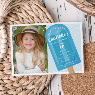 Pop On Over Popsicle Summer Kids Birthday Party Invitation