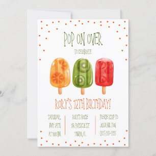 Pop on Over! Popsicle Themed Birthday Party Invitation
