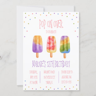Pop on Over! Popsicle Themed Birthday Party Invitation