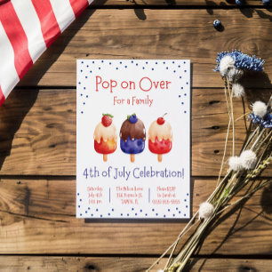 Pop on Over! Popsicle Themed Fourth of July Party Invitation