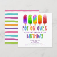 Pop On Over Popsicles Birthday Party Invitation