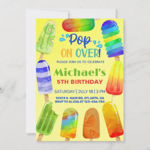 Pop on over popsicles boy summer birthday invite. invitation