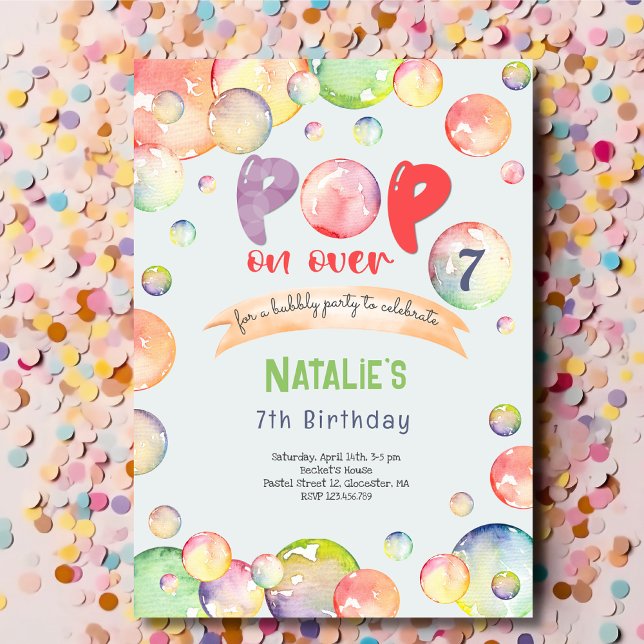 Pop on over! Soap bubbles birthday kid Invitation (Creator Uploaded)