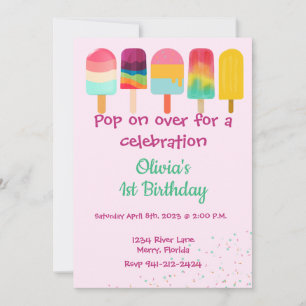 Pop on Over Summer Theme Birthday Invitation