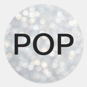 POP on Silver Champagne Bubbles Sticker