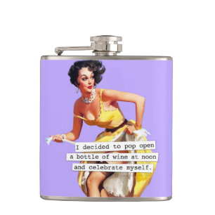 Pop Open a Bottle of Wine At Noon Hip Flask