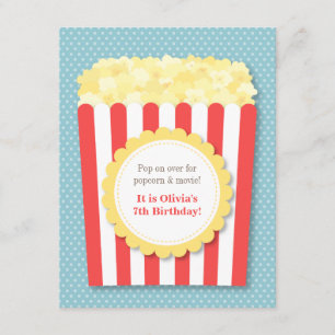 Pop Over Popcorn Movie Night Birthday Party Invitation