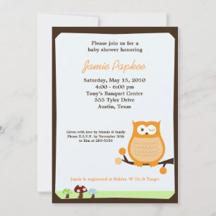 Pop Owl Nature 5x7 Baby Shower Invitation