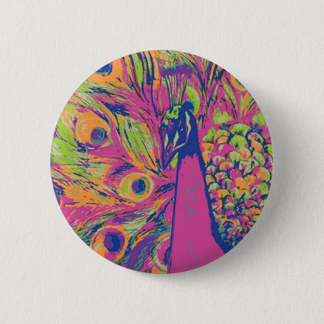 Pop Peacock 6 Cm Round Badge (Front)