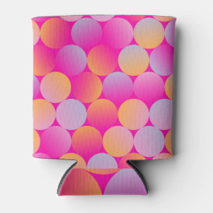 Pop Pink Orange Circular Tiles Can Cooler