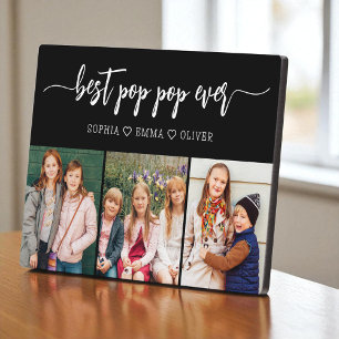 Pop Pop Best Grandpa Grandchildren Photo Collage Plaque