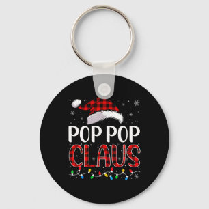 Pop Pop Claus Christmas Lights Matching Family Xma Key Ring