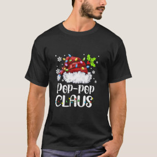 Pop Pop Claus Santa Hat Christmas Light Xmas Famil T-Shirt